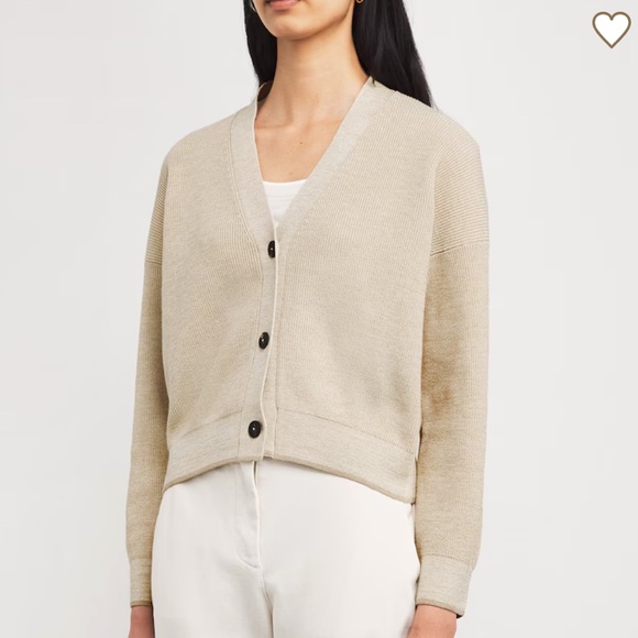 Eleventy Sweaters - Eleventy Italian Made 100% Cotton Metallic Thread Beige Neutral Knit Cardigan